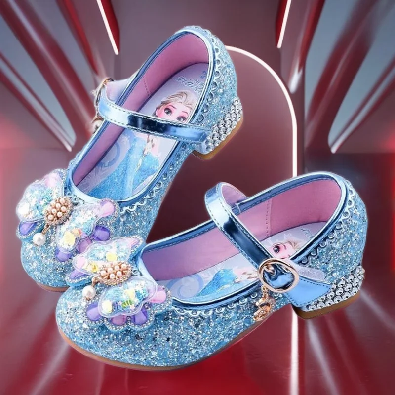 

Disney children's crystal shoes new girls' single shoes Frozen 2 elsa Princess shoes Sophia catwalk show Party shoes high heels