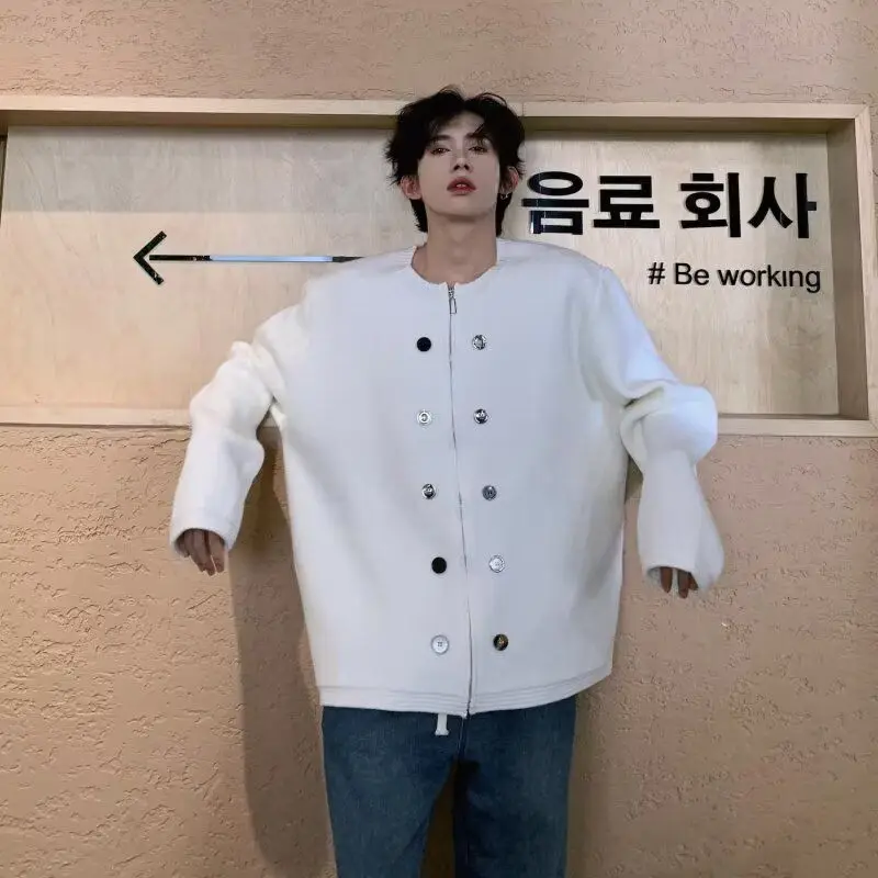 

American Retro Casual V-Ne Knitted Sweater Men Pure Color Open Cardigan Soft Polyester Fiber Winter Long Sve Coat