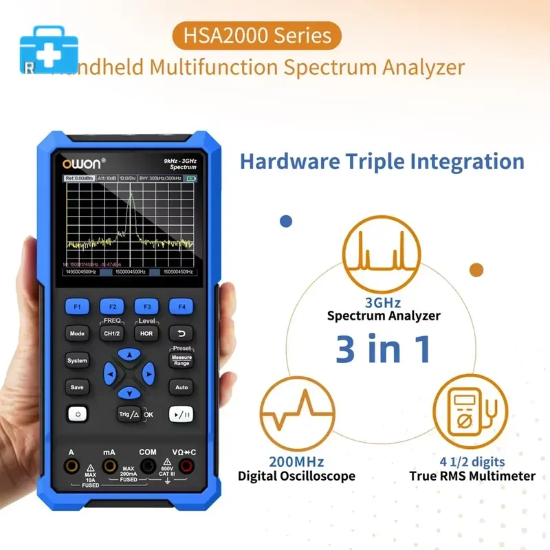 A2300 Multifunction Handheld Spectrum 3-in-1 9kHz to 3GHz , 2CH Digital , True RMS Multimeter
