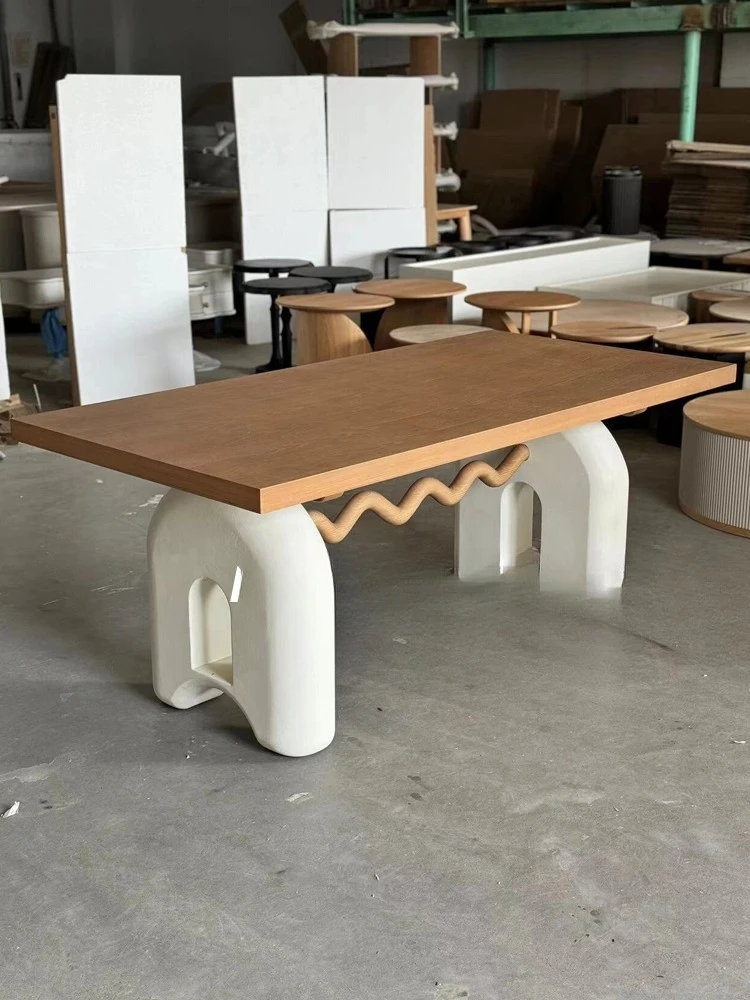 

Solid wood French cream style dining table Art B & B retro rectangular Nordic wabi style dining table