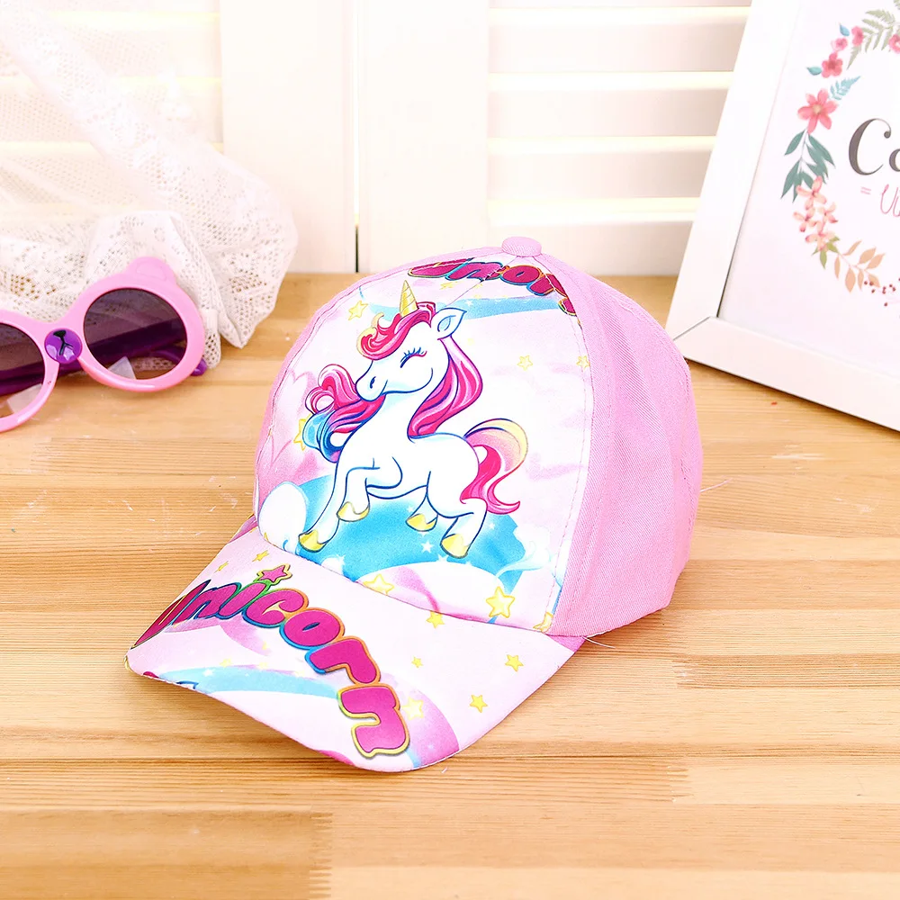 Unicorn Baseball Caps Digger Dinosaur Print Peaked Hat Boys Girls Cute Cartoon Sun Protection Sun Hats For Kids 3-8 Years