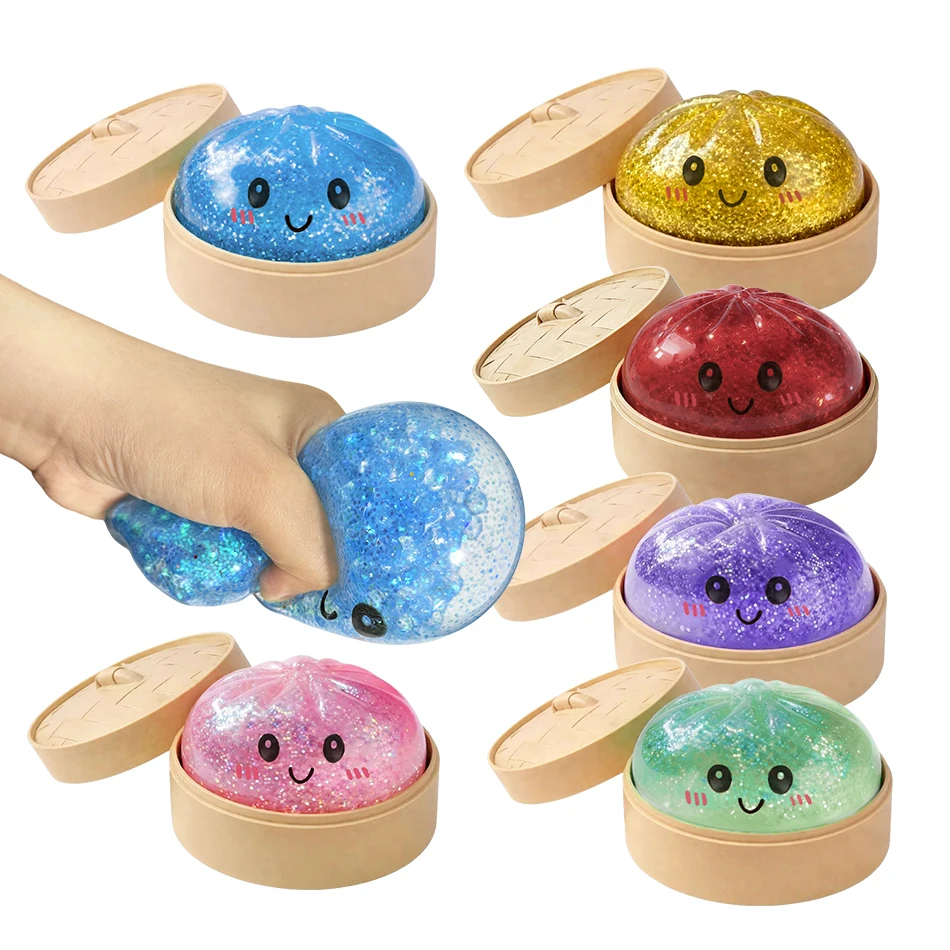Glitzer-Dumpling Squishy mit Box – Sensorisches Quetschspielzeug zur Stresslinderung als Geschenk