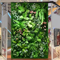 Panel falso de ratán de plantas artificiales, simulación de césped, hoja verde, rejilla de malla, decoración de pared, nuevo