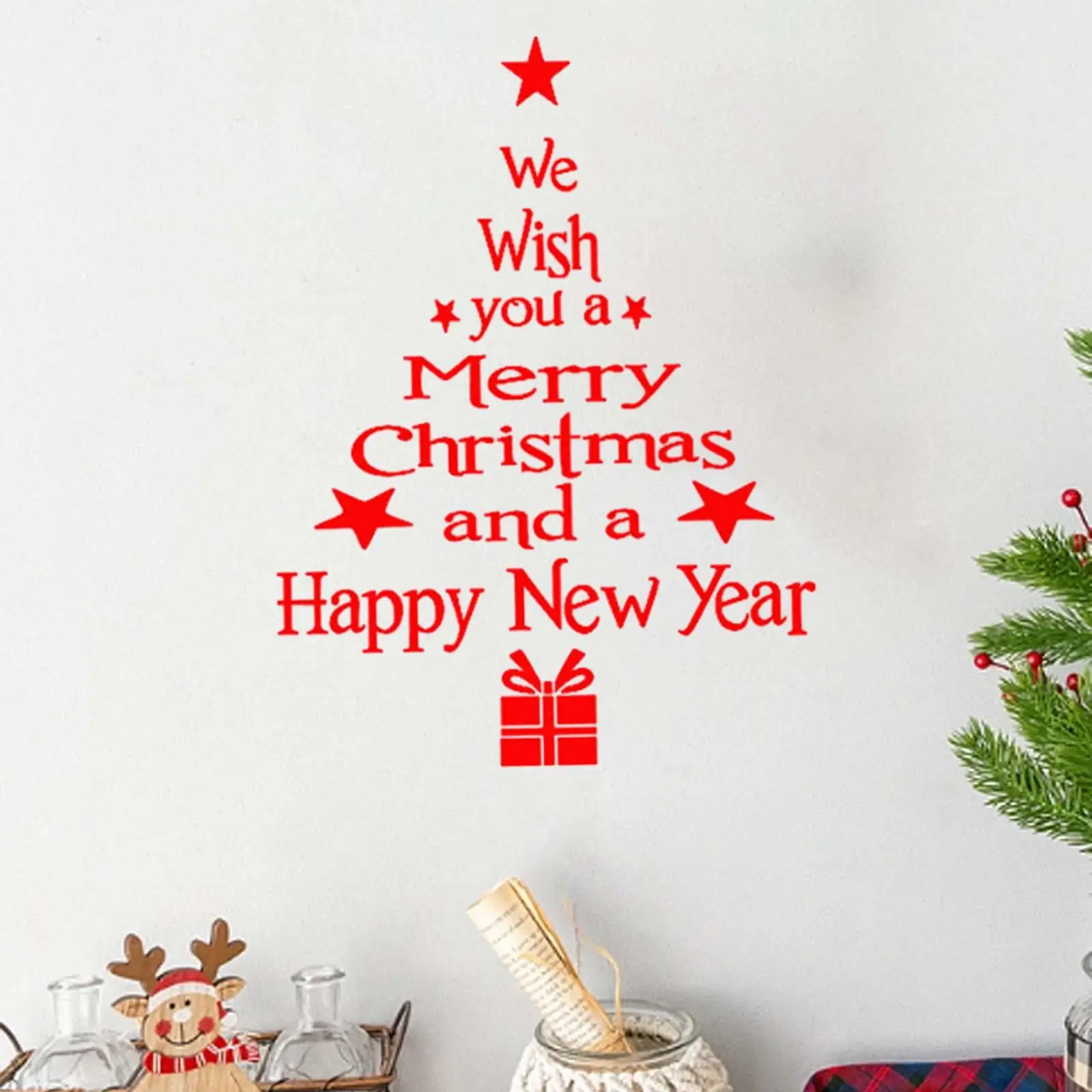 Christmas Window Sticker PVC Easy to Install Christmas Tree Christmas Wall Sticker for New Year Office Classroom Shop Holiday