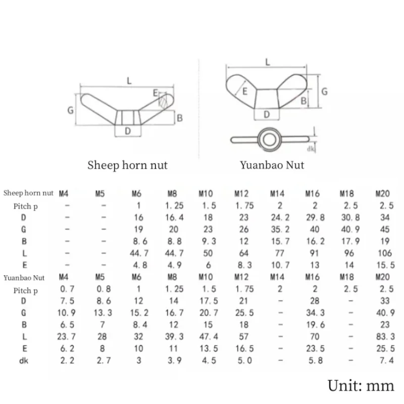 304 Stainless Steel Yuanbao Nut M4 M5 M6 M8 M10 M12 M14 M16 M18 M20 Tool Free Hand Tightened Large Ear Wing Nut