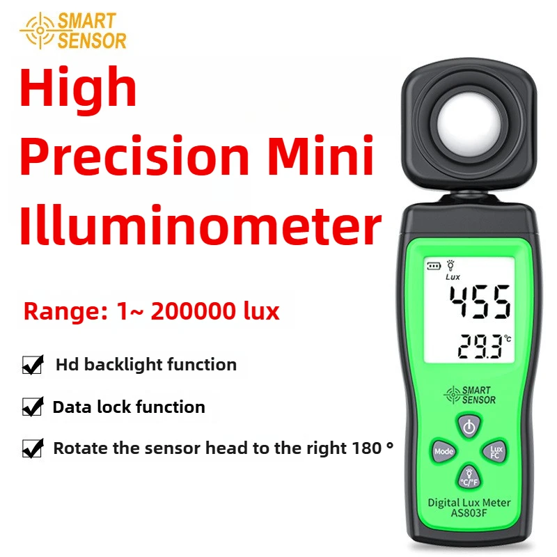 0-200000LUX Illuminator High Precision Light Meter Mini Digital Handheld Luminance Meter