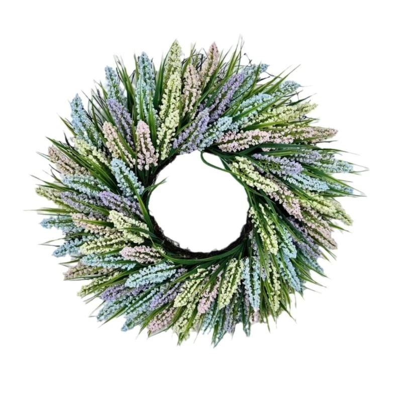 

18'' Front Door Lavender Wreath Hangable Ornament Spring House Mounted Wreath 15UB