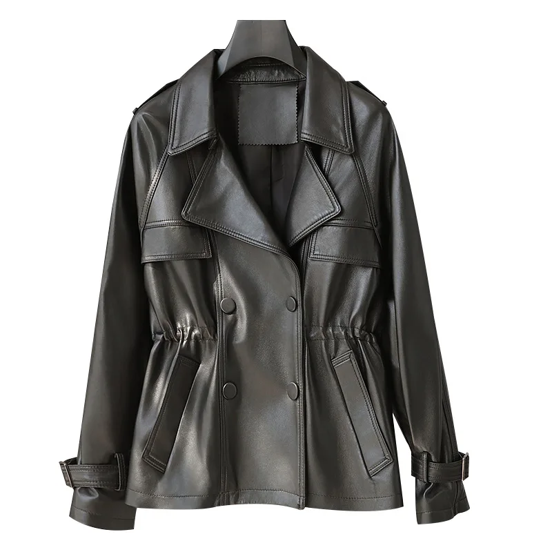 Autumn Winter Sheepskin Genuine Leather Overcoat Women Leather Coat Women