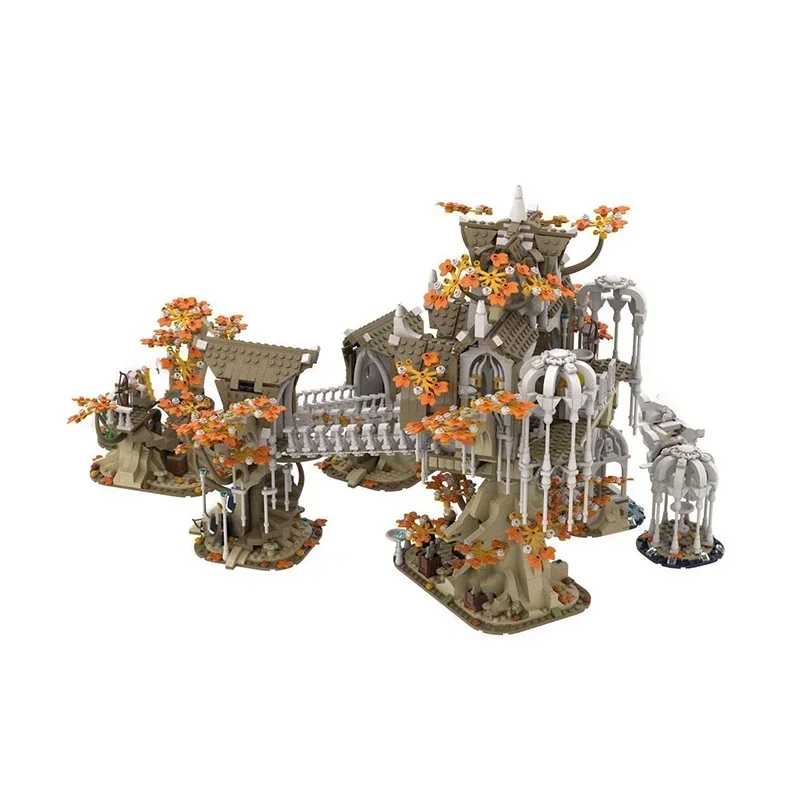 MOC 빌딩 블록 마법의 반지 영화 장면, UCS Lothlorien 모델 성 벽돌, DIY 조립 스트리트 뷰 장난감, 어린이 선물