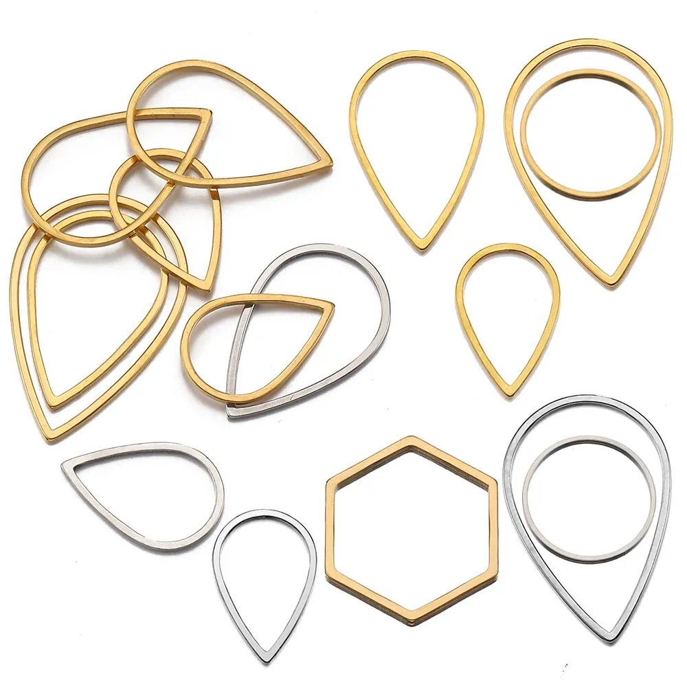 20pcs Stainless Steel Frames Charms DIY Resin Earring Pendants Base Geometry Hexagon Blank Bezel for Jewelry Making DIY Findings