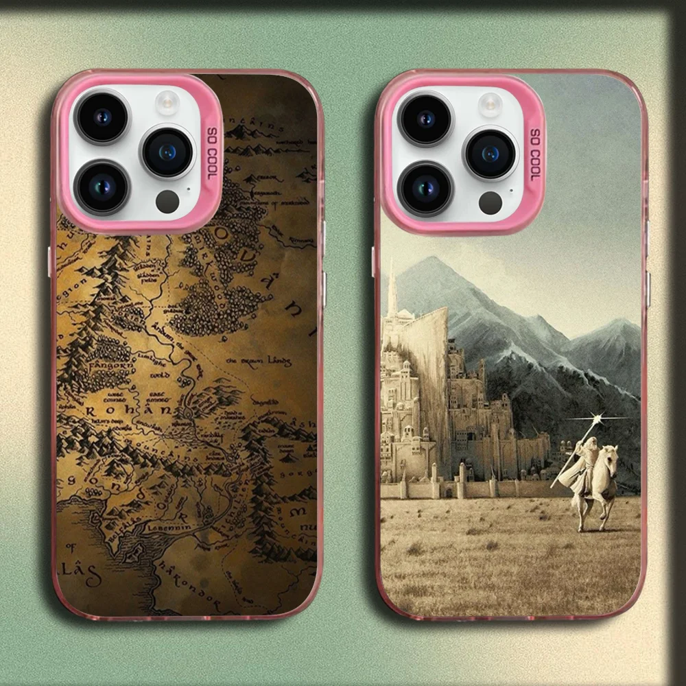 

The Lord of the R-Rings Map Phone Case For iPhone 16,15,14,13,12,11,Mini,Pro,SE,MAX Pink Matte Silicone Cover