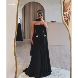 Amanda Customized Pearls Flowers Decoration Long Silk Scarves robes de soirée Four-Way Stretch Party Dresses A-line Prom Dress