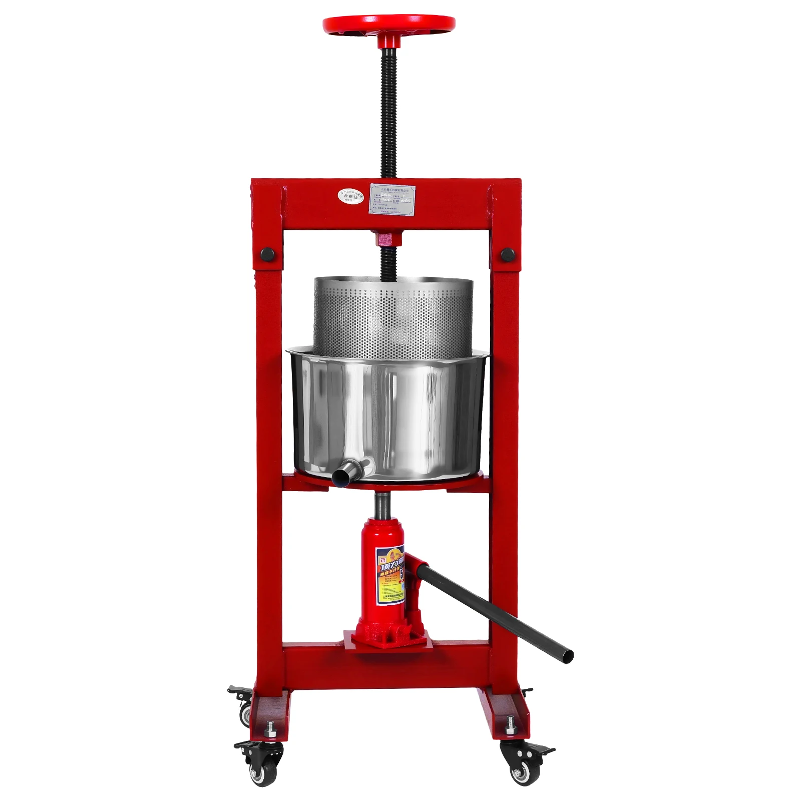 

9L Fruit Honey Manual Press W/ Keg Stainless Steel Strainer Stainless Steel Manual Honey Press Fruit Press for Wine Juice Making
