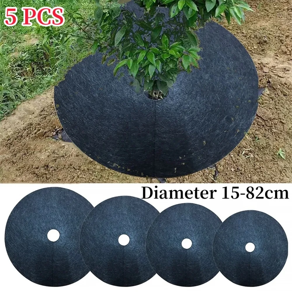 

Non-Woven Tree Mulch Ring Weeding Barrier Protector Mat Ecological Anti Grass Weed Control Breathable Moisturizing Plant Covers