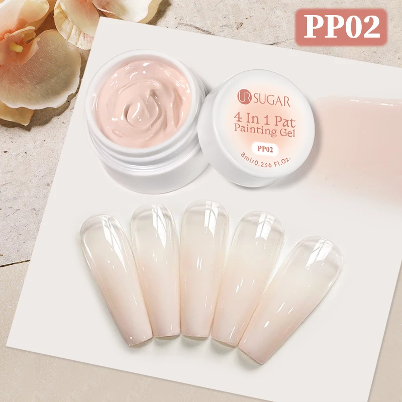 UR SUGAR 1/2 Stück Weißes Pat Painting Gel Nagellack 4-in-1 Gradient French Cover Edge Lines Nagelstempelmuster Nagel-DIY-Pattin