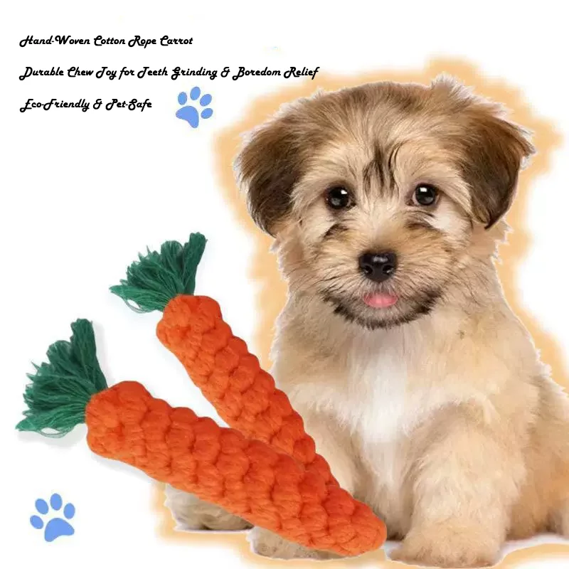 Durable Carrot Rope Knot Dog Chew Toys Bite Proof Puppy Molar Toys Interactive Tug Games Self Entertaining Play Toys For All Dog