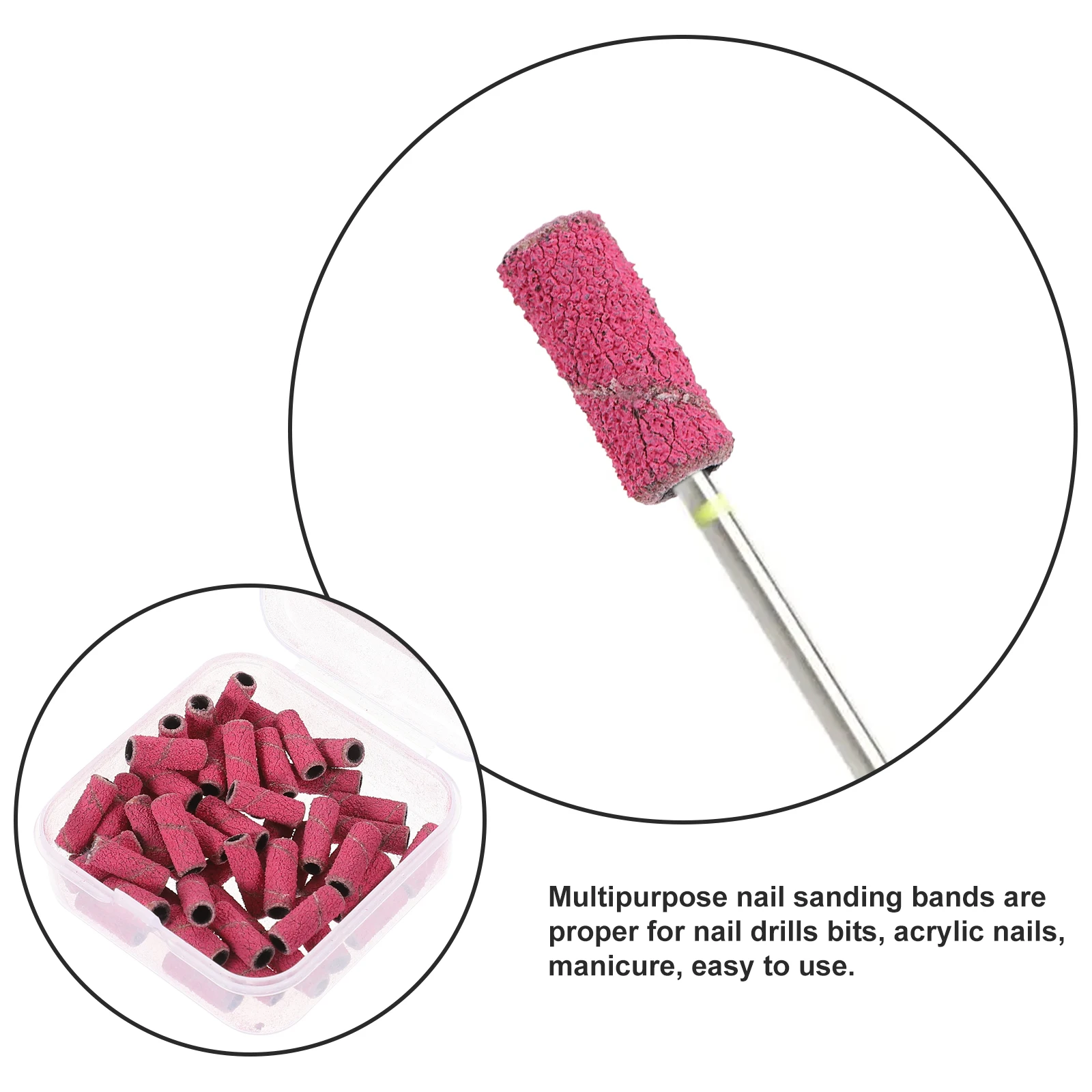 

50Pcs Nail Sanding Bands Pink for Manicure Pedicure Acrylic Nails Nail Drill Bits Small Portable Sanding Rings Multipurpose Use