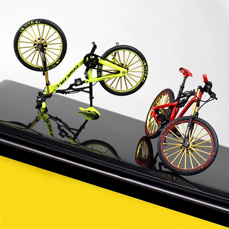 1:10 Mini modello di bicicletta in lega pressofuso in metallo dito da corsa Mountain Bike piegato giocattoli da ciclismo per bambini B359