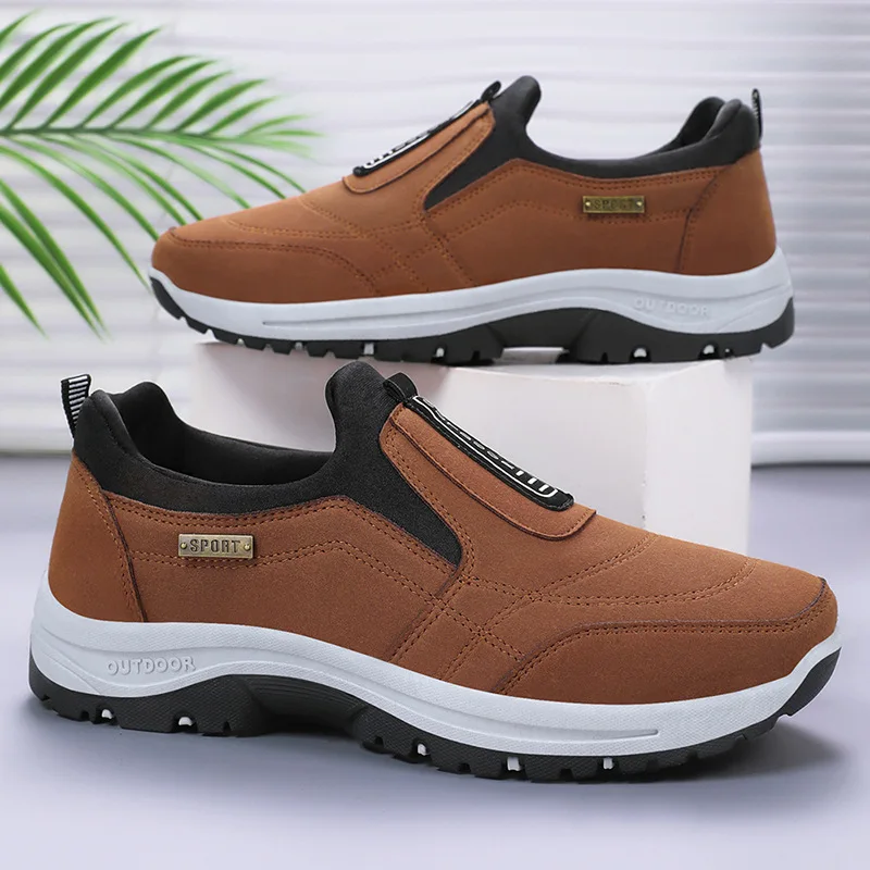 Outdoor Shoe Men Sneakers Sping Slip On Casual Men Shoes Breathable Suede Leather Shoe Anti-skid Walking Shoe Hot Sale Footwear