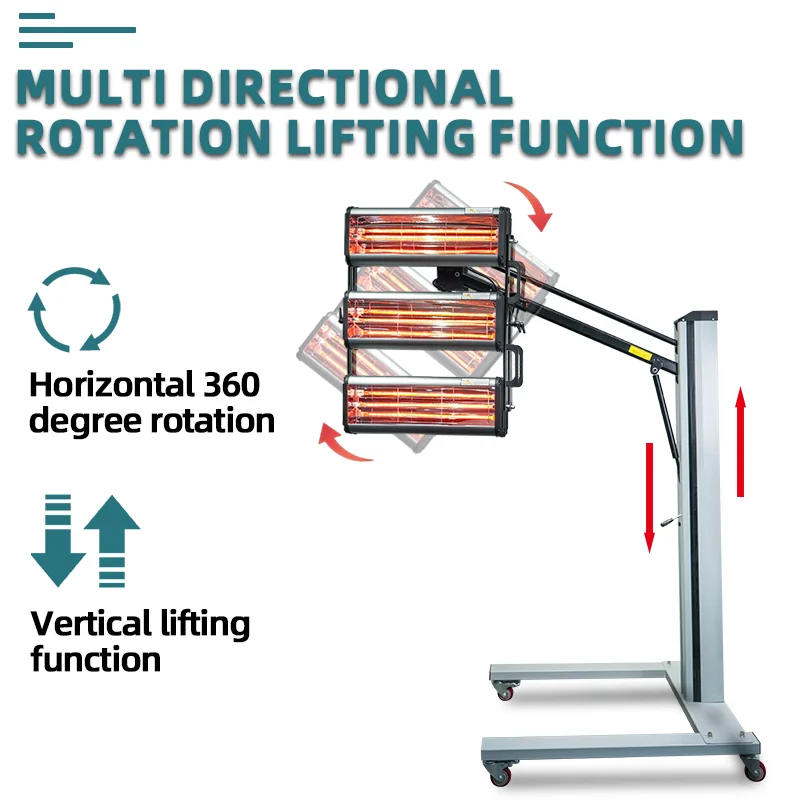 3000W Rotate Shortwave Infrared Paint Curing Lamp 3KW Spray Baking Booth Easy Car Bodywork Repair Paint Dryer