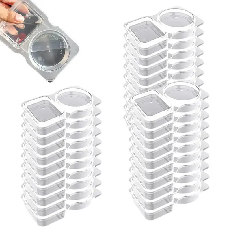 

30 шт., прозрачные коробки для хранения закусок, мини-пластиковый органайзер, кухонный портативный небольшой лоток для приправ, контейнер для погружения
