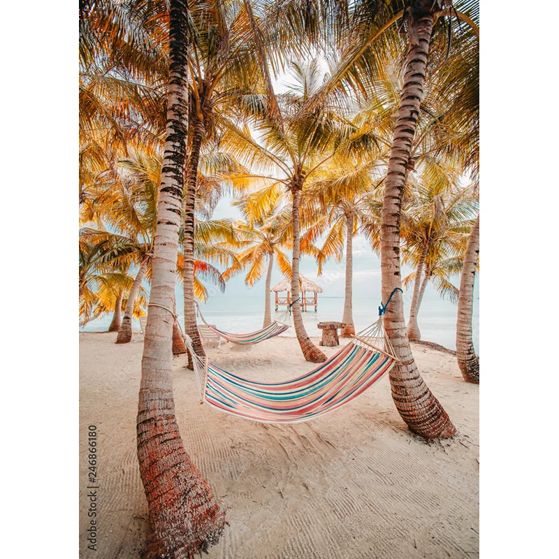 NITREE Tropical Sea Beach Palms Tree Photography Background Scenic Photo Backdrops Photocall Photo Studio HHB 03