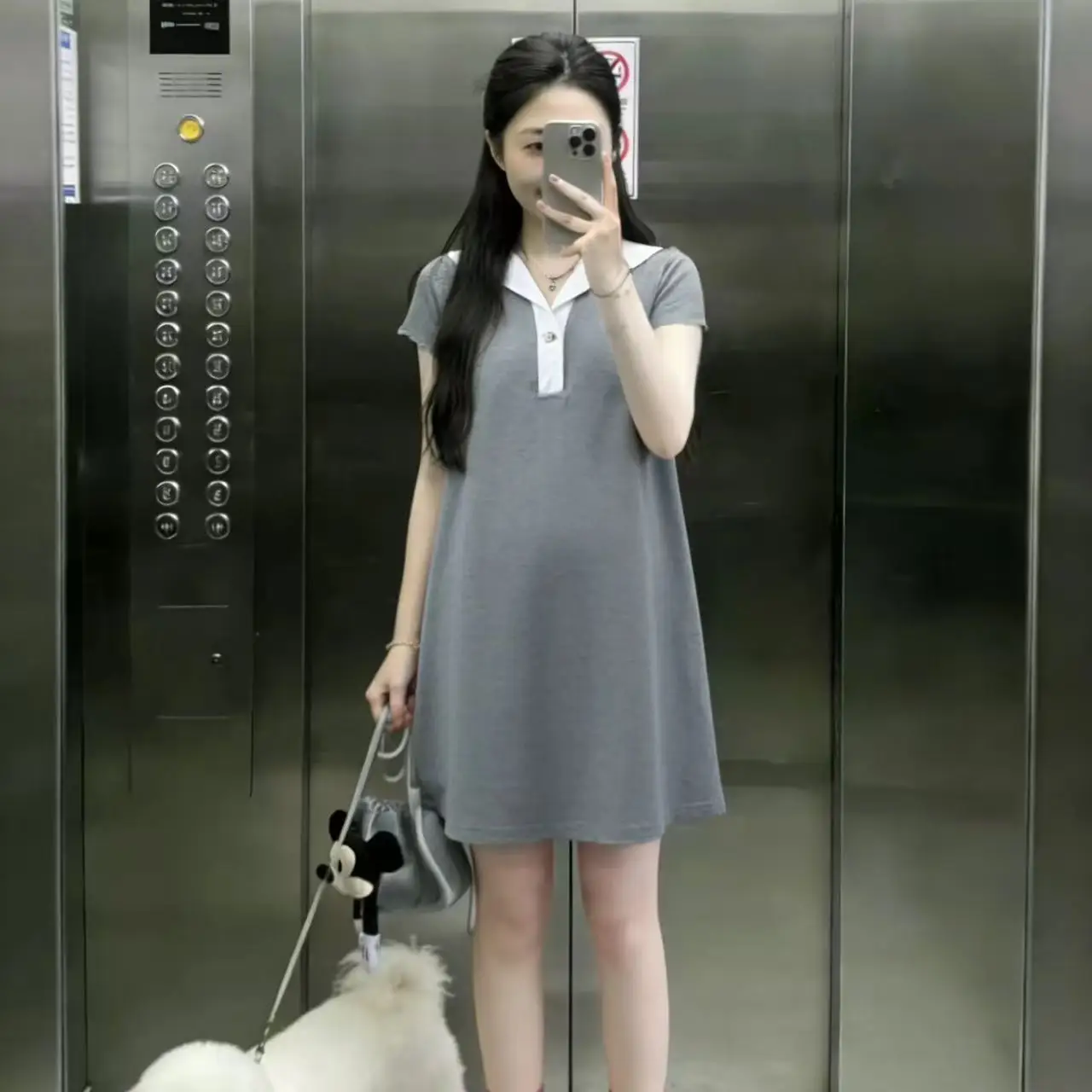 Maternity Dress Summer New Style Polo Dress Conceal Belly Not Obvious Small Size Pregnant Women Wear Outdoor Short Sleeve Pol...