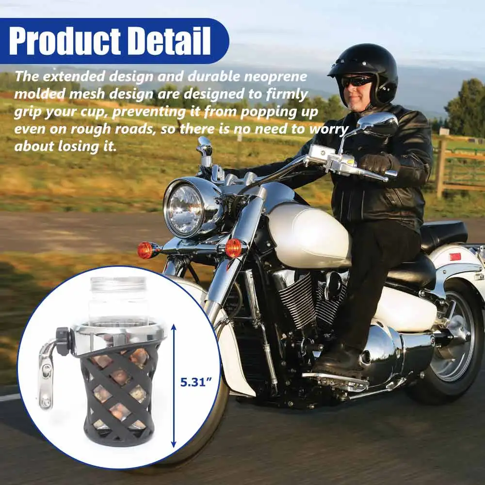 Motorcycle Adjustable Handlebar Drink Cup Holder Beverage Water Bottle Cage Bracket Fit For Harley Yamaha Indian Kawasaki Suzuki