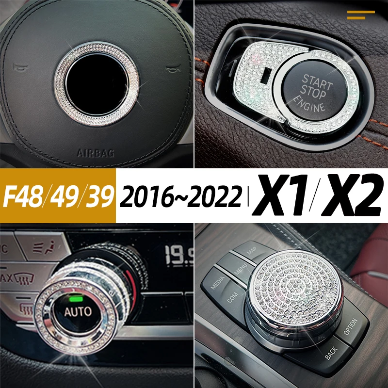 

For BMW F48 F49 F39 X1 X2-Class 2016-2022 X1 X2 Series Car Interior Steering Wheel Air Outlet Diamond Decoration