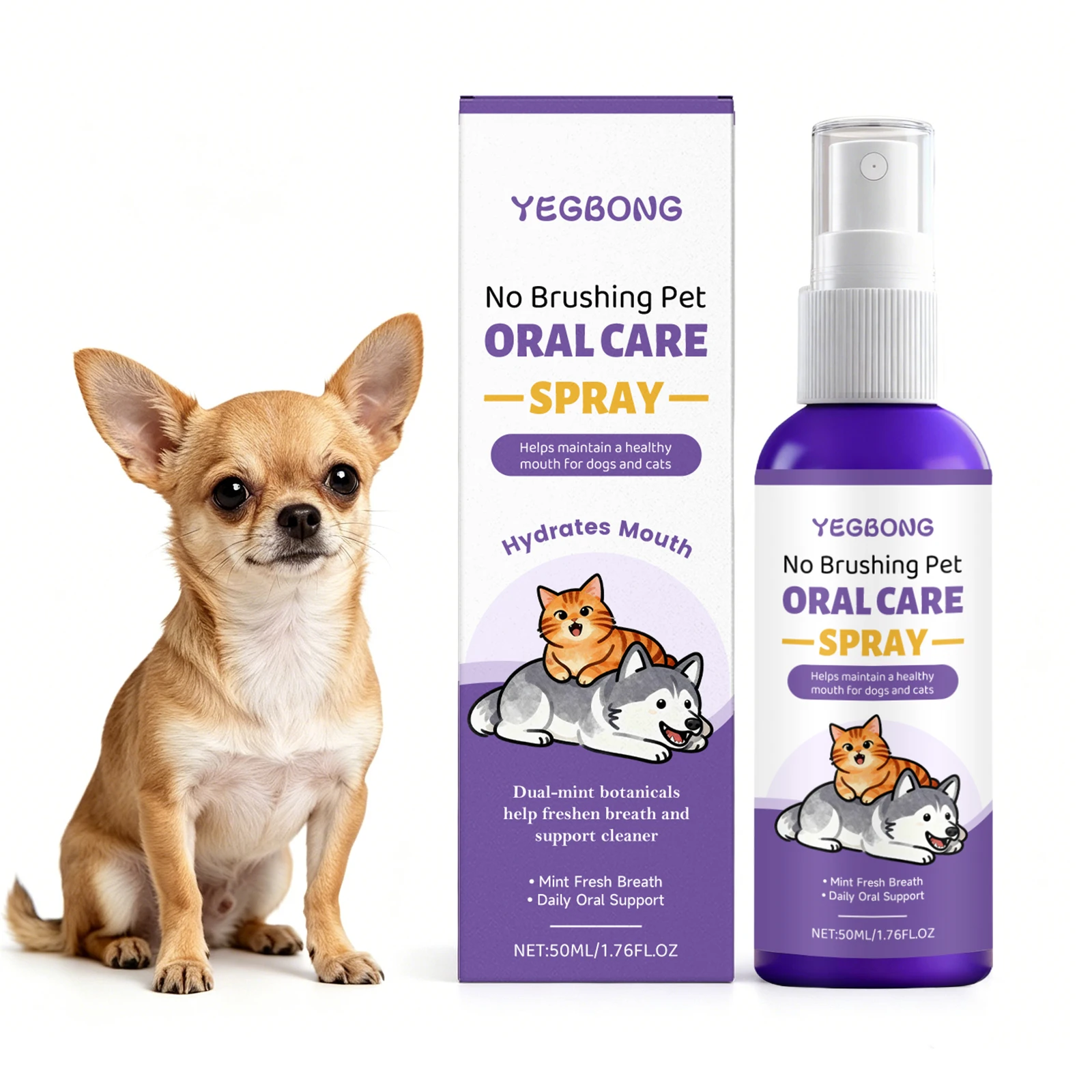 Pet Oral Care Spray Plaques Tartar Removal Dog Breath Freshener Eliminates Bad Odor Support Gum Health Pets Tooth Cleaner Spray