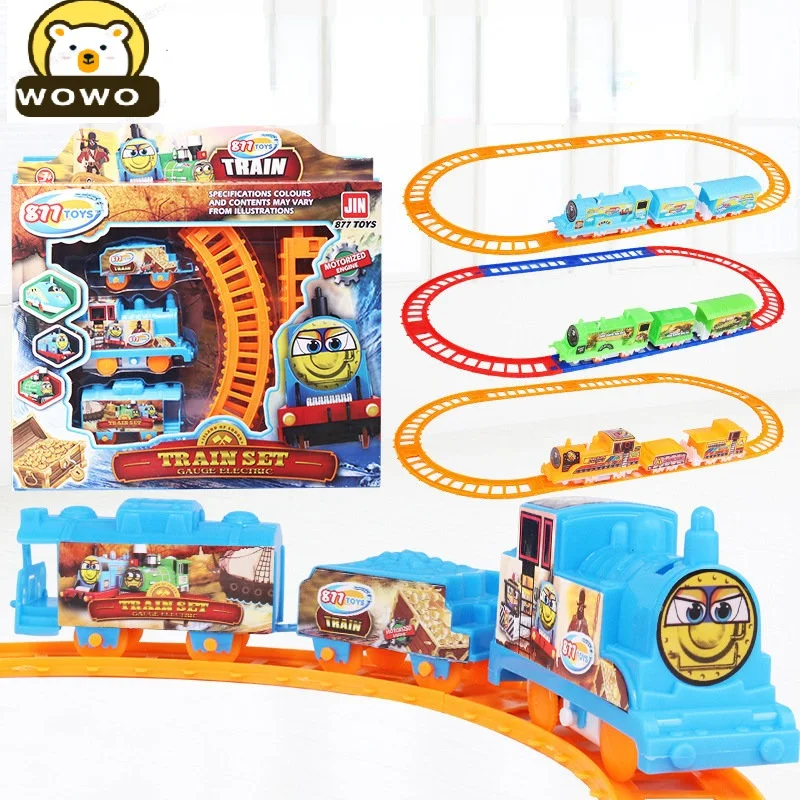 

DIY Electric Train Set Cartoon Variety Assembled Rail Car Puzzle Toy Train Railway Track Toy for Children Birthday Gift