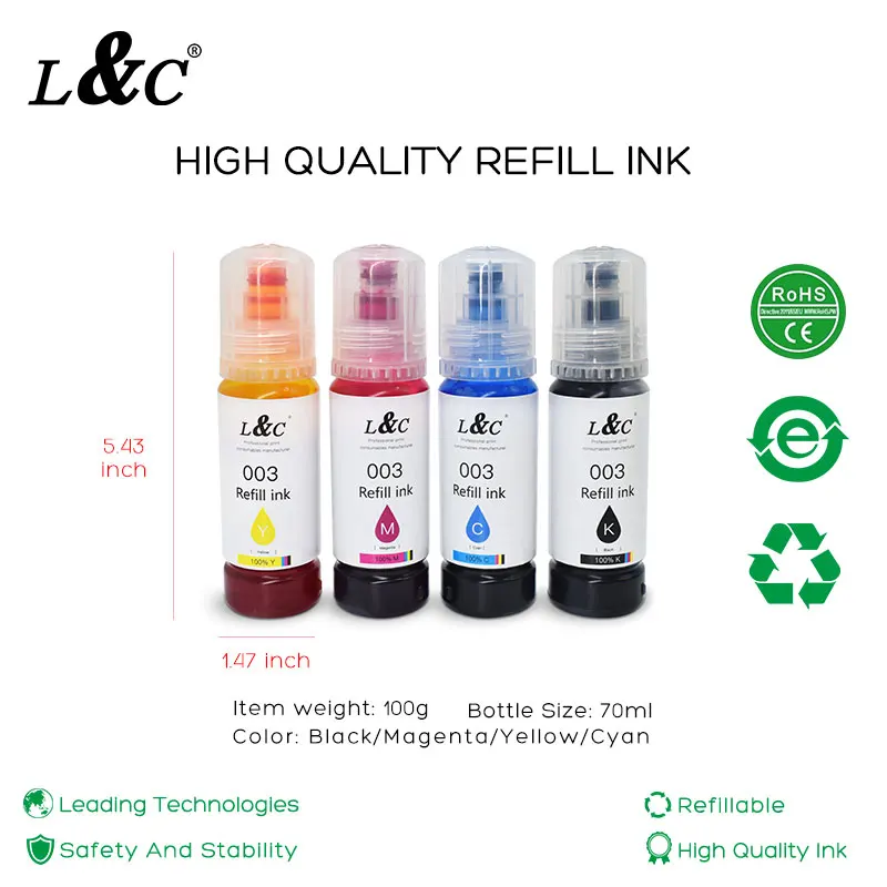 70ml/set 003 Sublimation ink for Epson Ecotank ET-2720 ET-2760 ET-4700 ET-4760 ET-1500 WF3620 WF3640 WF7610 WF7620 WF7710 WF7720