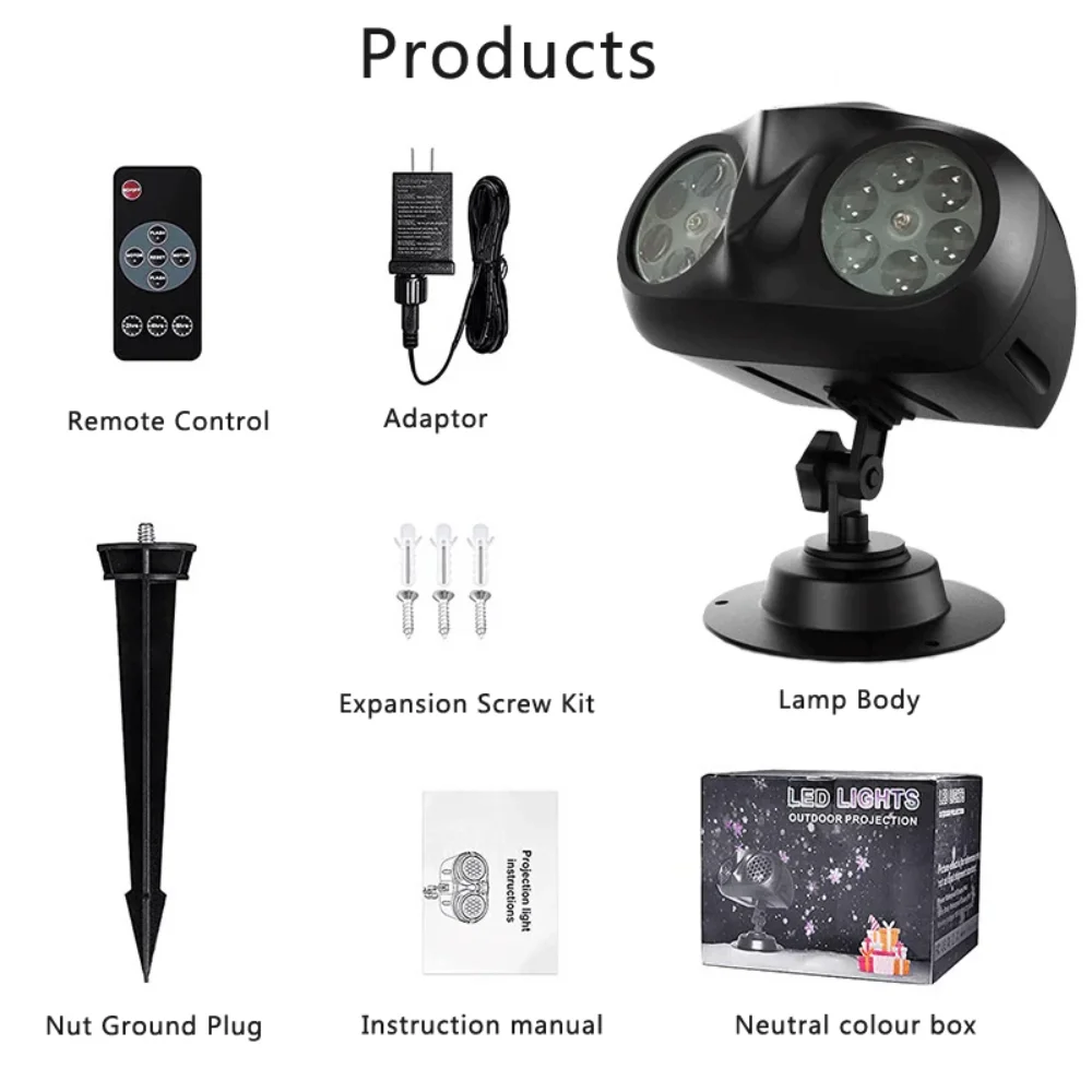 2025 ترقية LED ندفة الثلج كشاف ضوء 2 في 1 في الهواء الطلق مقاوم للماء عيد الميلاد هالوين ديكور مع تساقط الثلوج نمط مصباح الحفلات #3