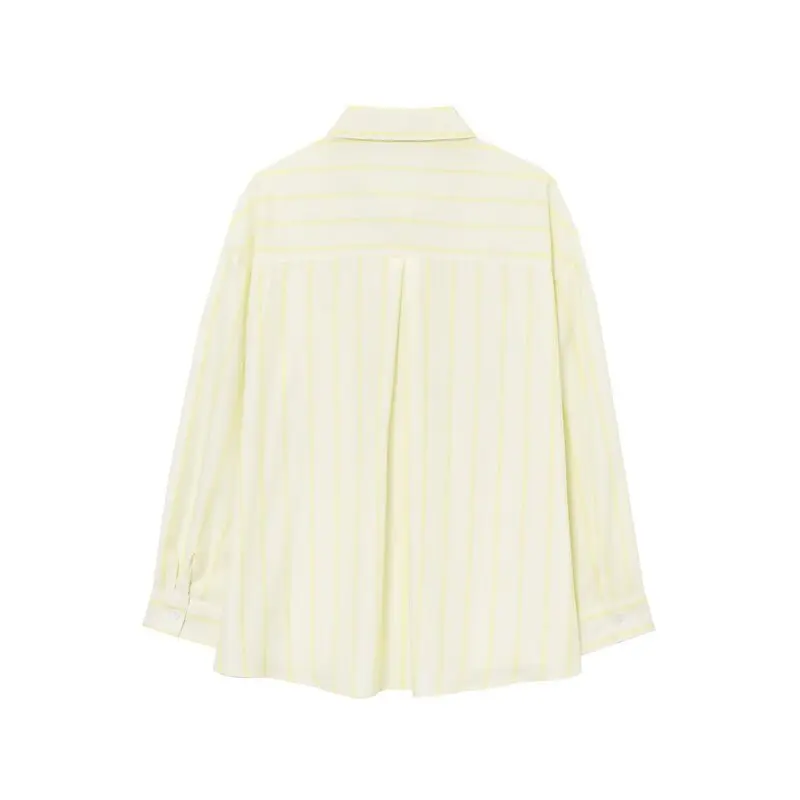 Faionable Striped Print Loose Long Sve irt Women's Spring Summer New Arrival Versatile Casual Classic Sle Clothing