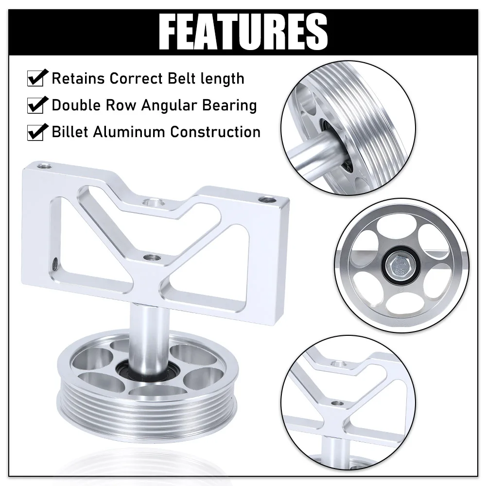 Billet Competition Air Pump Idler Bracket With Pulley Smog Pump Idler Double Bearing For 79-95 Ford Mustang 5.0 VR-CPY09