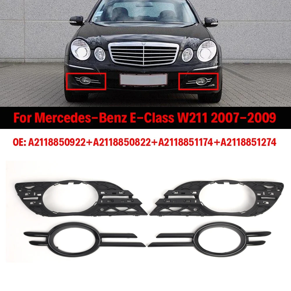 

2118850922 2118851174 Fog Lamp Light Cover Bumper Grille Chrome Trim For Mercedes 07-09 E-CLASS W211