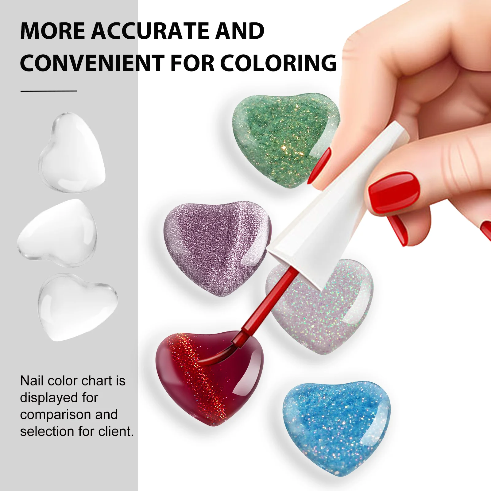 30 pezzi di grafici colorati per unghie in vetro trasparente, perline per visualizzare tonalità polacche, salone, selezione cliente, organizer per strumenti per manicure