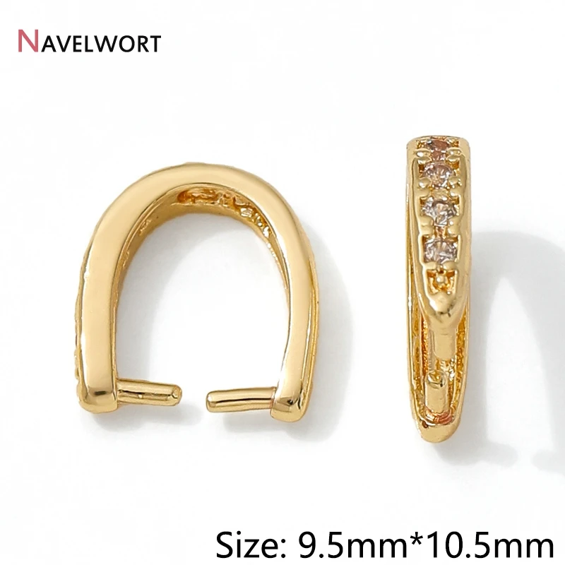 14K Gold Plated Brass Metal Inlaid Zircon Pendant Bail Hooks,Pendant Holder Bail For Jewelry Making,Jewelry Making Accessories - view 3