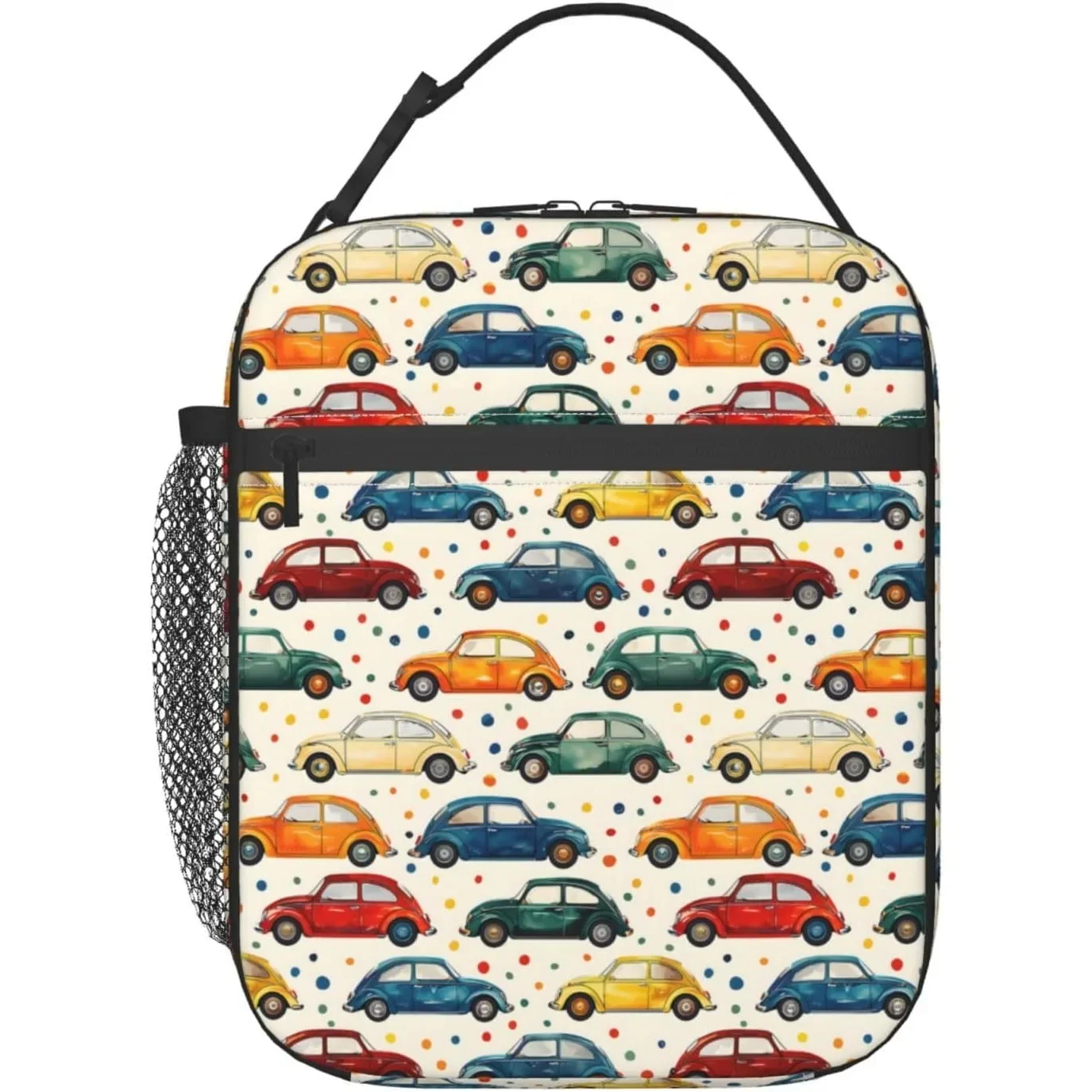 Insulated Cooler Polyester Vintage Classic Cars Lunch Bag Portable Reusable Tote Thermal Lunch Bags