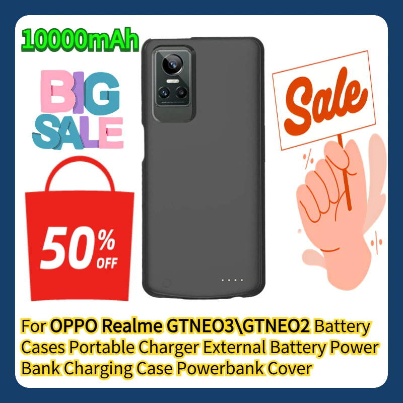 

For OPPO Realme GTNEO3\GTNEO2 Battery Cases 10000mAh Portable Charger External Battery Power Bank Charging Case Powerbank Cover
