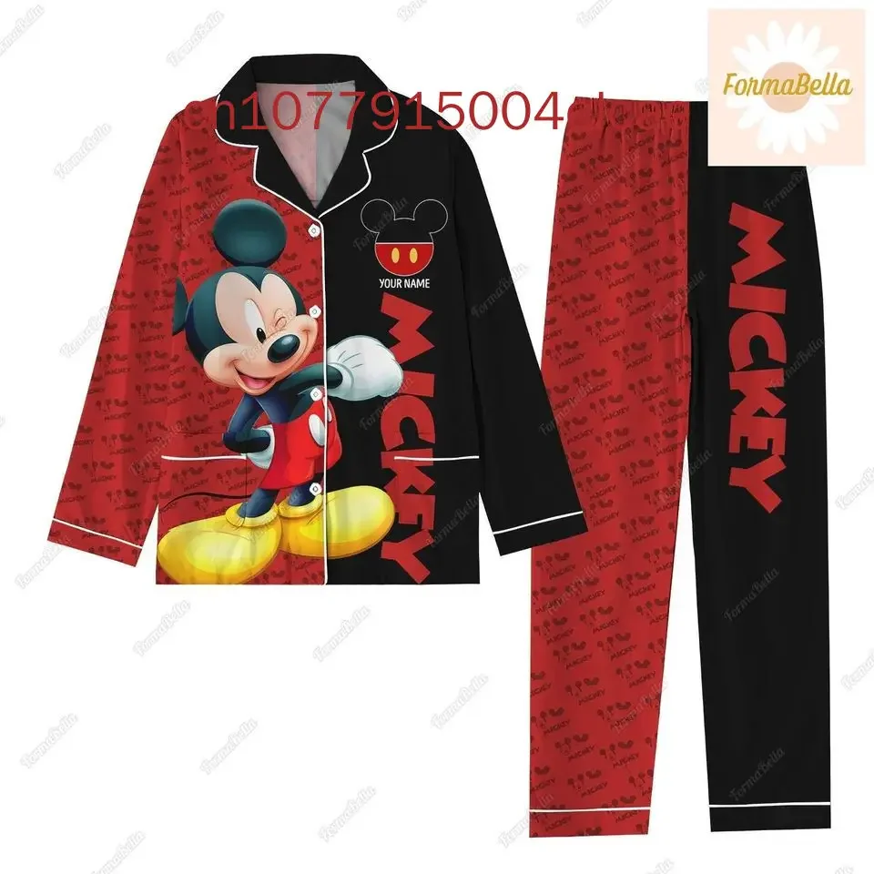 Mickey Cruise Pirate Long Sleeve Pajamas Two-piece Set Disney Minnie Men's And Women's Pajamas Women's Cartoon Pajamas Set