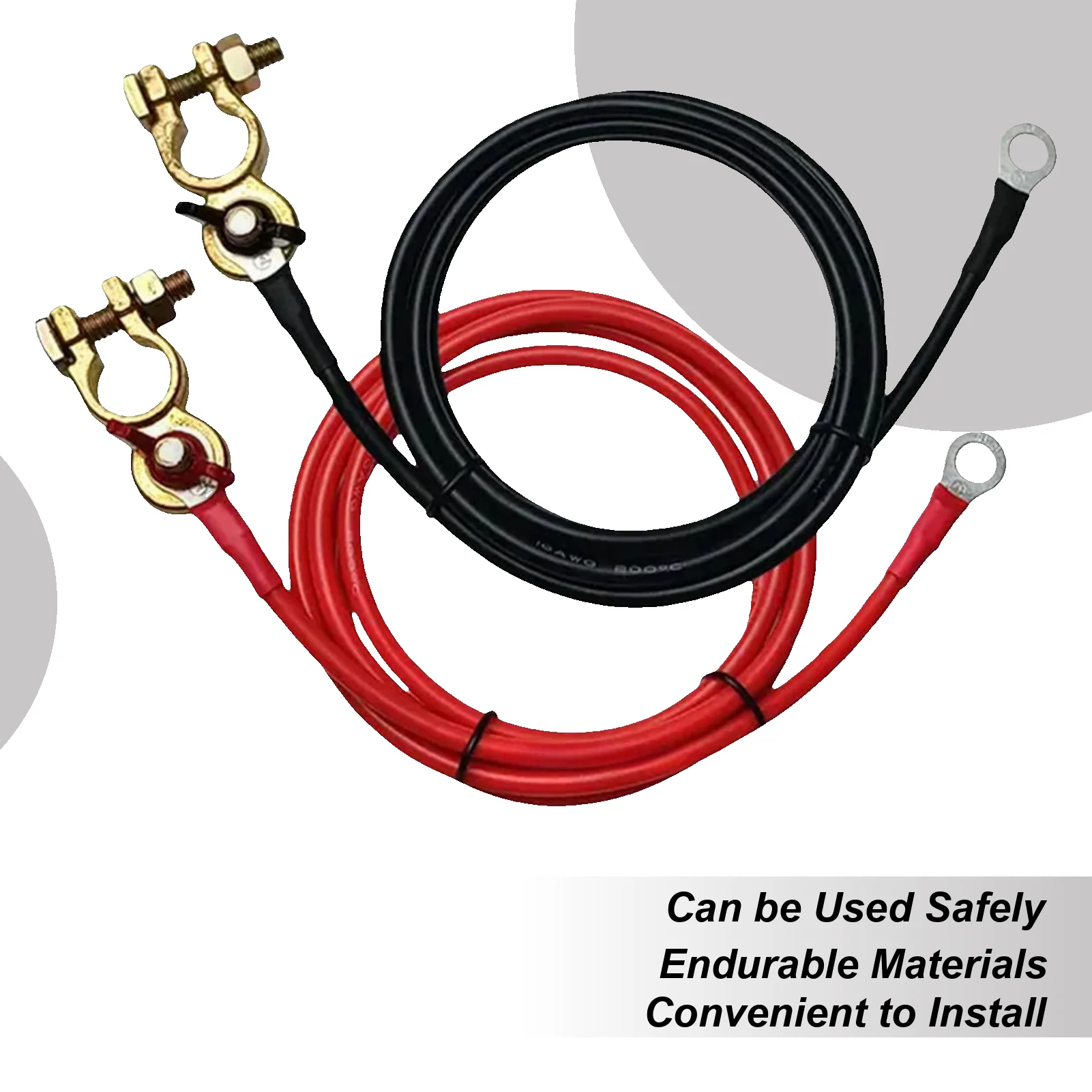 

2pcs Car Battery Extension Cable 50cm Heavy-Duty Flexible Inverter Wire Copper Terminal Battery Cable Extender For Connection