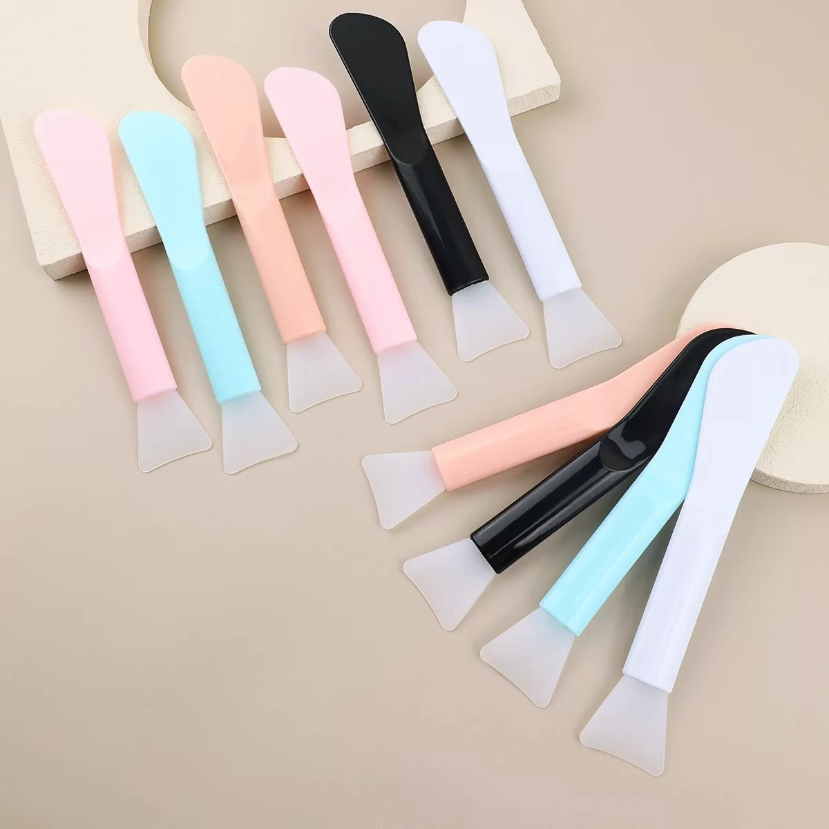 Cepillo de silicona para máscara, cabezal suave con raspador, cepillo para máscara de barro de doble propósito integrado, herramienta de belleza de ajuste de máscara DIY, maquillaje de belleza