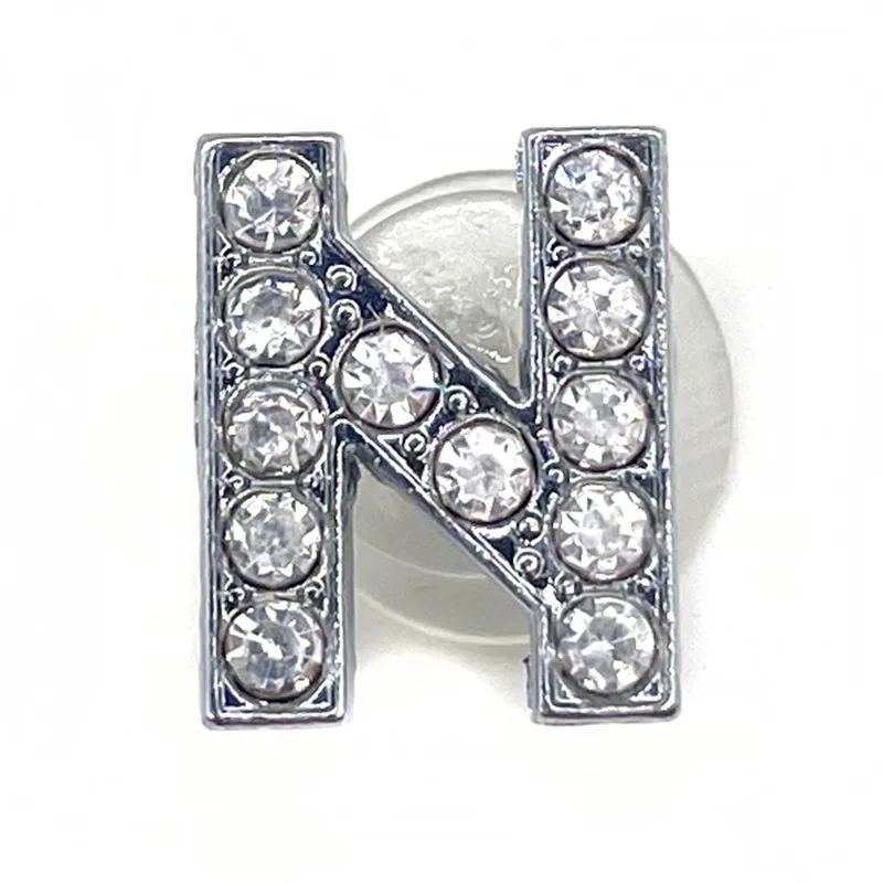 Schuh Charms Glitter Strass Buchstabe Silber Kristall Alphabet DIY Legierung Schuh Dekorationen Schmuck Slider Armband Armbänder – Detail 23