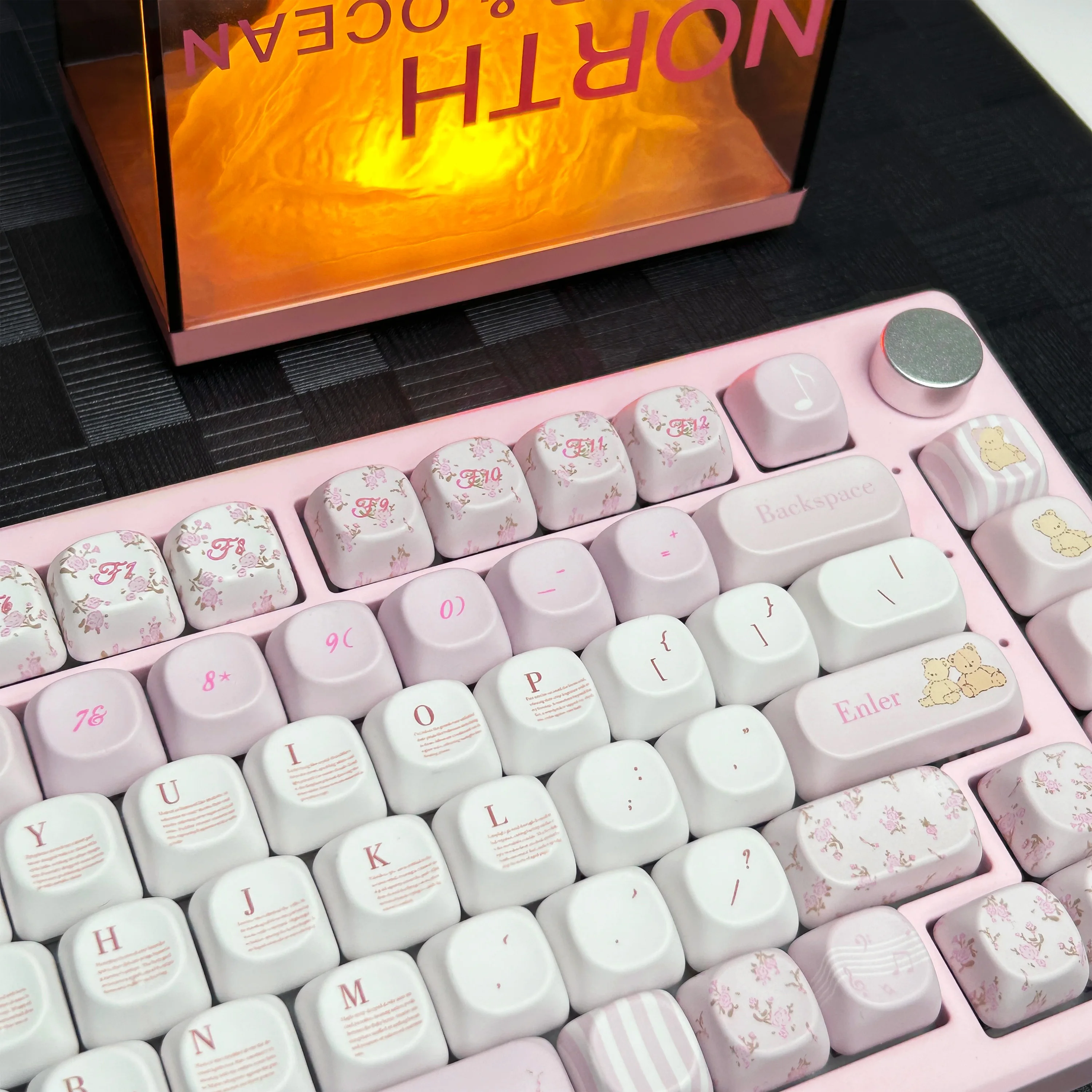 リトルベアブーケキーキャップMOAチェリープロファイルピンクPBTカスタムキーキャップメカニカルキーボード用キュートで優しい花柄キーキャップギフト