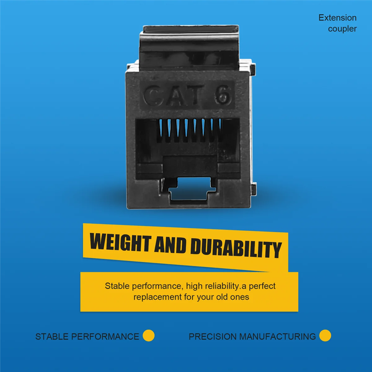 Y37A 10 ชิ้น RJ45 Connector แจ็คสโตน Cat6 Extension Coupler เครือข่าย Ethernet LAN Cat 6 Coupler แจ็คขยายอะแดปเตอร์, สีดํา