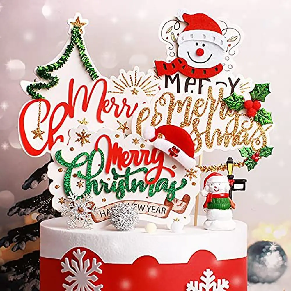 

Wedding Cake Decoration Holiday Party Supplies Christmas Theme Cake Toppers Cake Flags Cupcake Decor Christmas Decoration