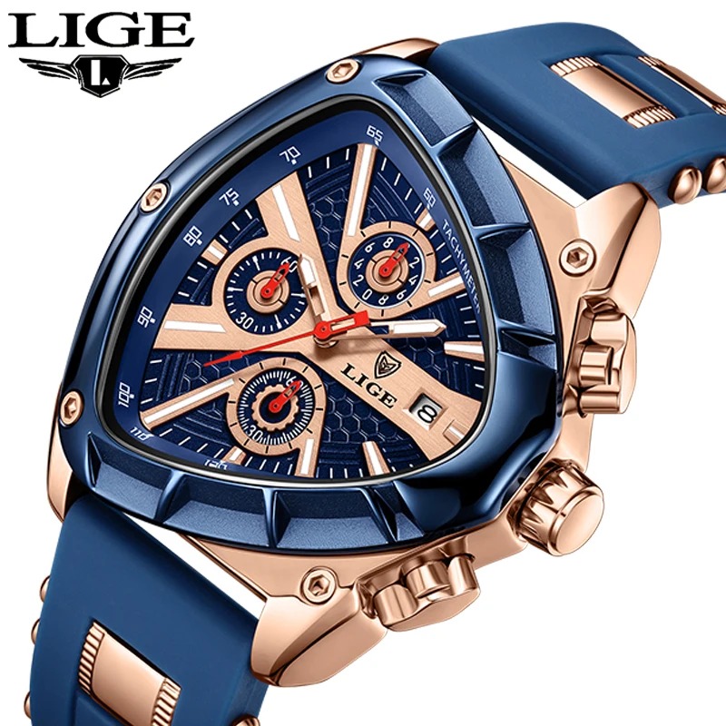 LIGE 2024 men's quartz watch luxury sports waterproof chronograph luminous casual watch men's watch military mens watch reloj