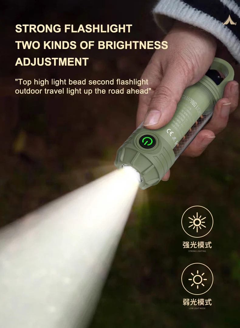 New multi-functional outdoor camping light Portable flashlight Rechargeable Mini retro camping atmosphere light