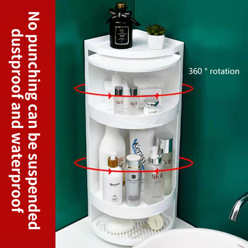 360 Rotation Storage Rack Helps To Tidy Up Your Bathroom Bathroom Corner Storage Tray Stand Rotating Tripod Multichamber